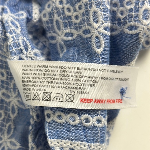 Fat Face The Serena Embroidered Blue Chambray Sleeveless Sundress Size Small - Picture 12 of 14